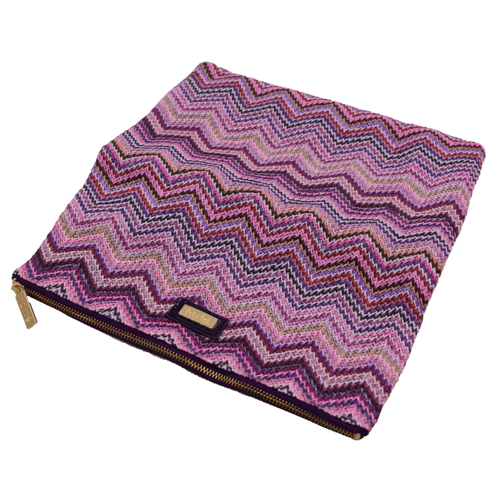 TARTE Fold Over Zip Cosmetic Bag Clutch - Envelope Style - Zig Zag Print - NEW